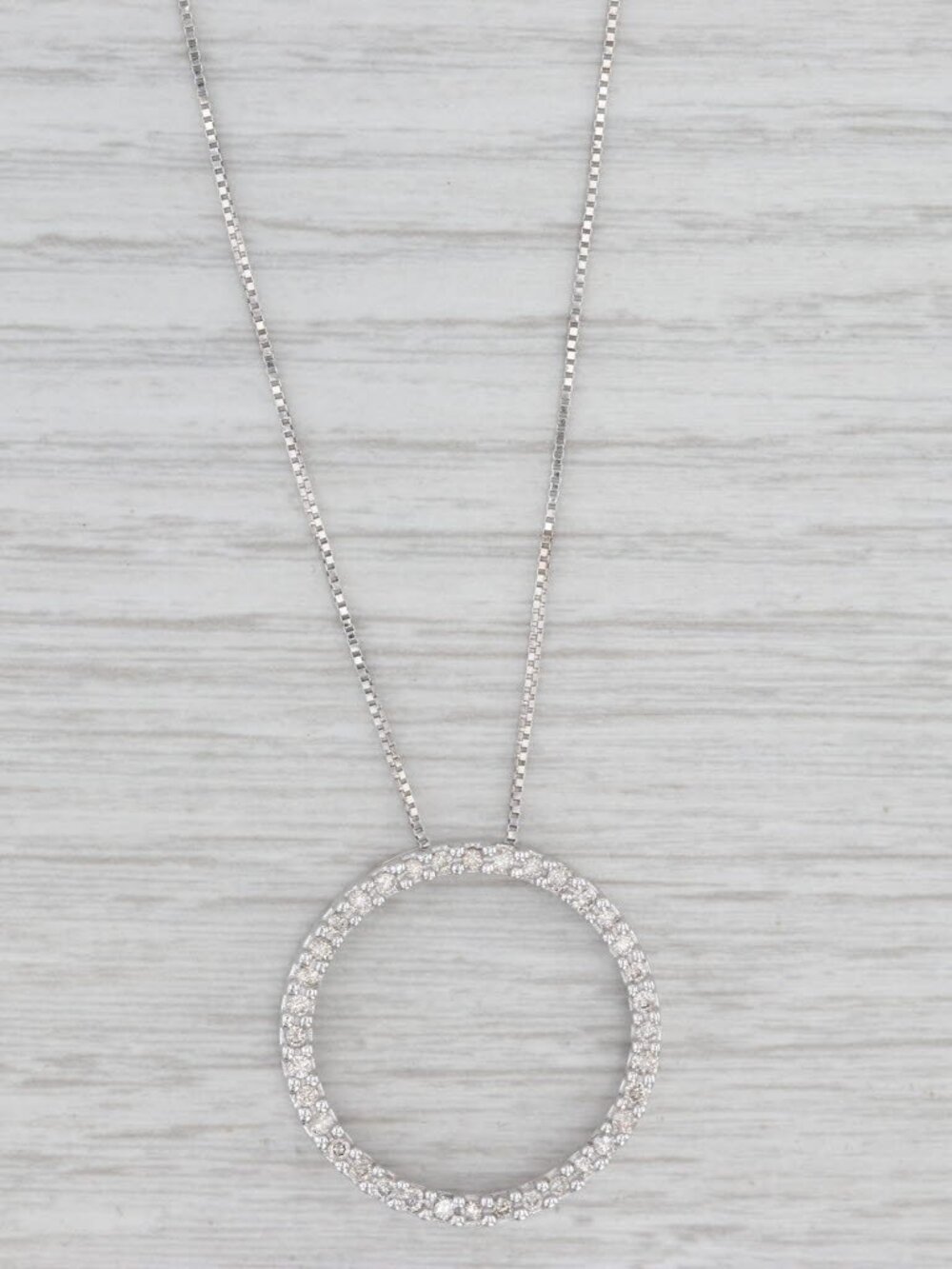 0.33ctw Diamond Eternity Circle Pendant Necklace 14k White Gold 18.75" Box Chain